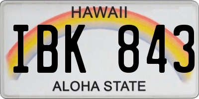 HI license plate IBK843