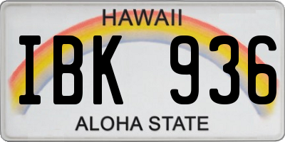 HI license plate IBK936