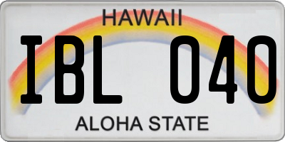 HI license plate IBL040