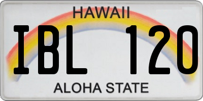 HI license plate IBL120