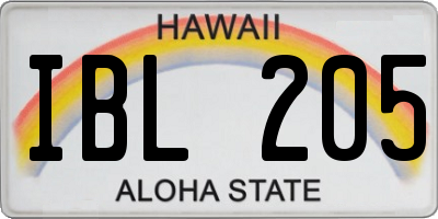 HI license plate IBL205