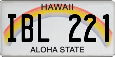 HI license plate IBL221