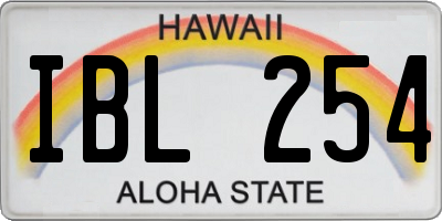 HI license plate IBL254