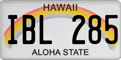 HI license plate IBL285