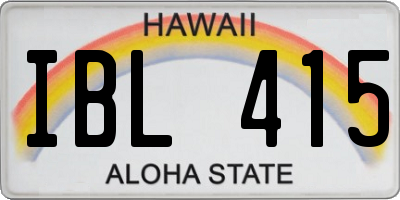 HI license plate IBL415