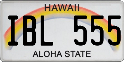 HI license plate IBL555