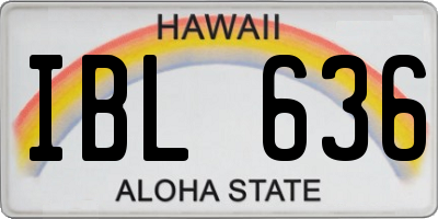 HI license plate IBL636