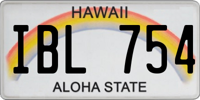 HI license plate IBL754