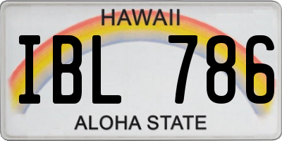 HI license plate IBL786