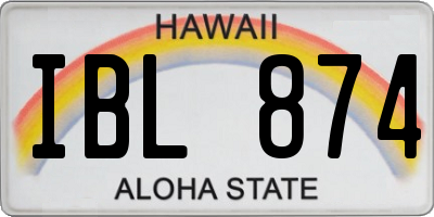 HI license plate IBL874