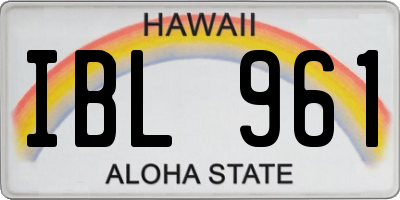 HI license plate IBL961