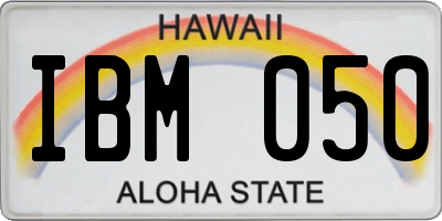HI license plate IBM050