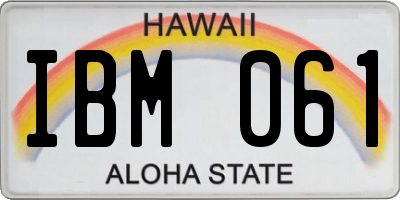 HI license plate IBM061