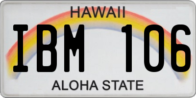 HI license plate IBM106