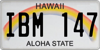 HI license plate IBM147