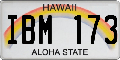 HI license plate IBM173