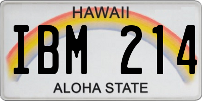 HI license plate IBM214