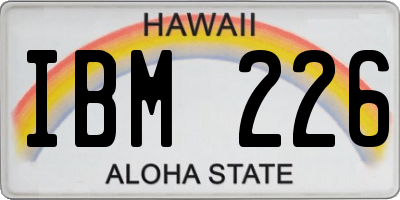 HI license plate IBM226