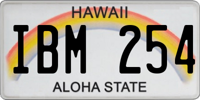 HI license plate IBM254