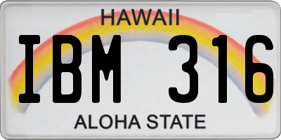 HI license plate IBM316