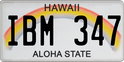 HI license plate IBM347