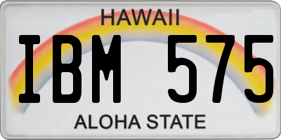 HI license plate IBM575