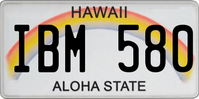 HI license plate IBM580