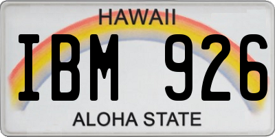 HI license plate IBM926