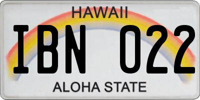 HI license plate IBN022