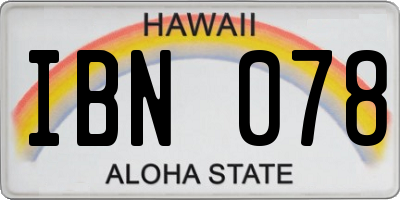 HI license plate IBN078