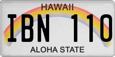 HI license plate IBN110