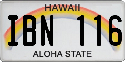 HI license plate IBN116