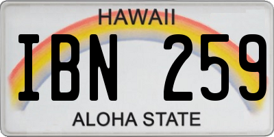 HI license plate IBN259