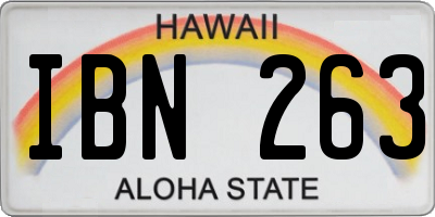 HI license plate IBN263