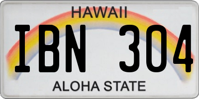 HI license plate IBN304