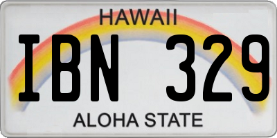 HI license plate IBN329