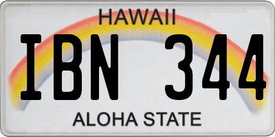 HI license plate IBN344