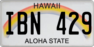 HI license plate IBN429