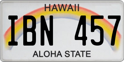 HI license plate IBN457