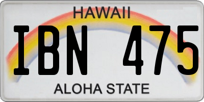 HI license plate IBN475