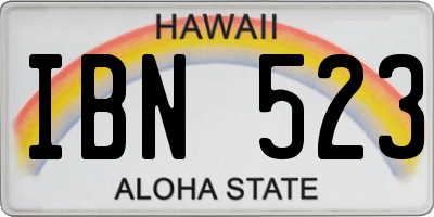 HI license plate IBN523