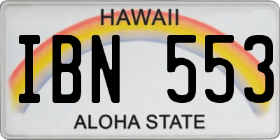 HI license plate IBN553