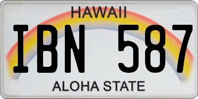 HI license plate IBN587