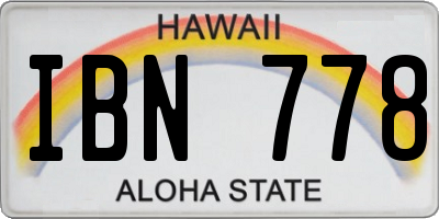 HI license plate IBN778