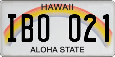 HI license plate IBO021