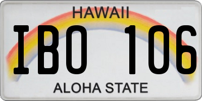 HI license plate IBO106