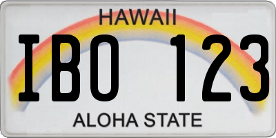 HI license plate IBO123