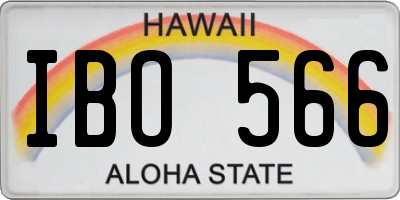 HI license plate IBO566