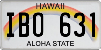 HI license plate IBO631