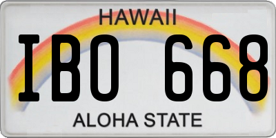 HI license plate IBO668